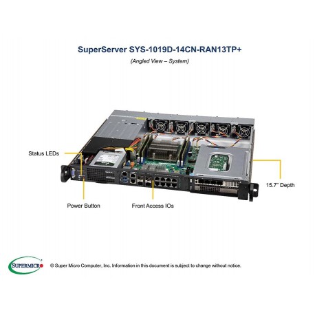 Supermicro SuperServer SYS-1019D-14CN-RAN13TP+ pod kątem