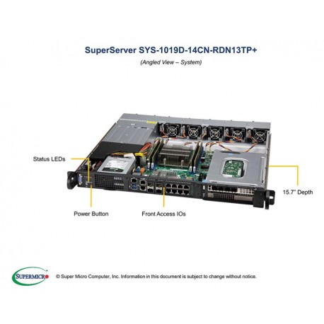 Supermicro SuperServer SYS-1019D-14CN-RDN13TP+ pod kątem