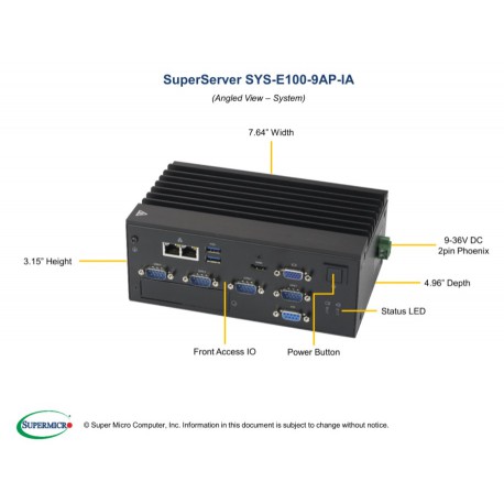 Supermicro SuperServer SYS-E100-9AP-IA pod kątem