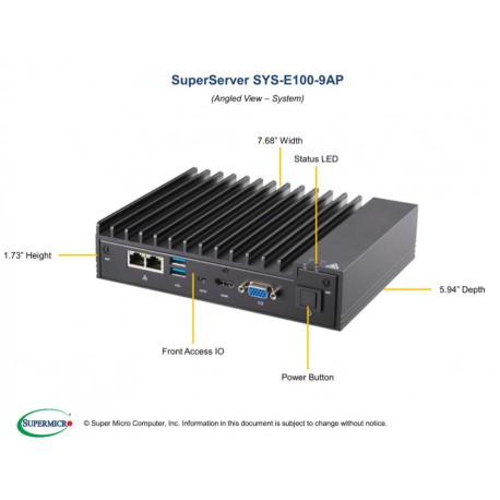Supermicro SuperServer SYS-E100-9AP pod kątem