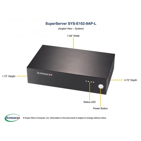 Supermicro SuperServer SYS-E102-9AP-L pod kątem