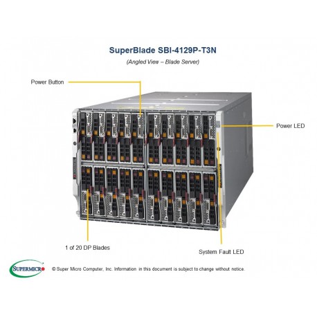 Supermicro SuperBlade SBI-4129P-T3N serwer pod kątem
