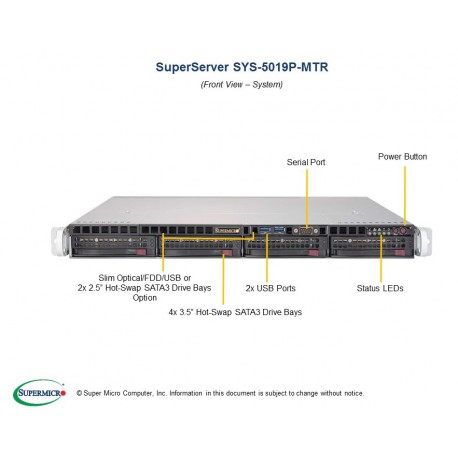 Supermicro SuperServer SYS-5019P-MTR przód