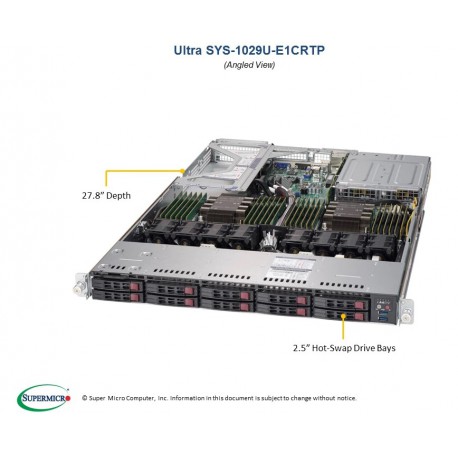 Supermicro SuperServer SYS-1029U-E1CRTP pod kątem