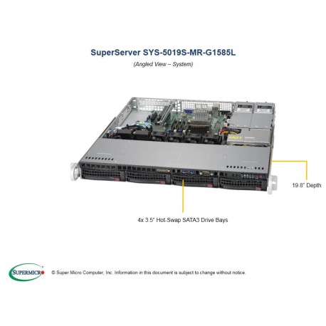 Supermicro SuperServer SYS-5019S-MR-G1585L 1U Rackmount Server with E3-1585L v5