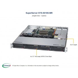 Supermicro SuperServer SYS-5019S-MR 1U Rack Server, Intel Xeon E3-1200 v5/v6, 4x Hot-Swap Bays
