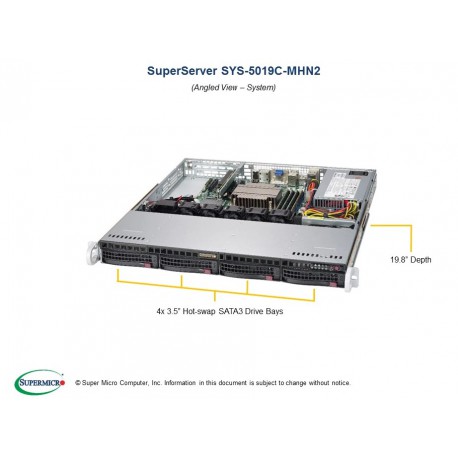 Supermicro SuperServer SYS-5019C-MHN2 pod kątem
