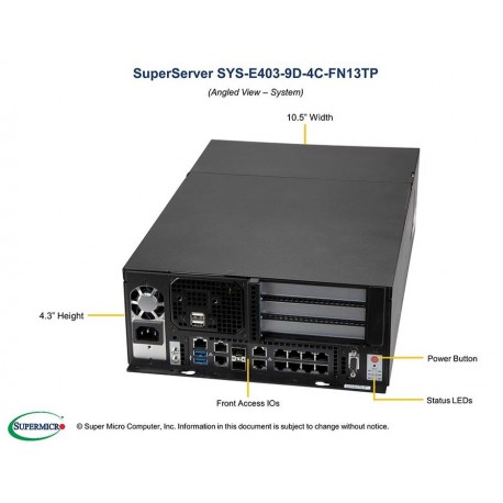 Supermicro SuperServer SYS-E403-9D-4C-FN13TP pod kątem