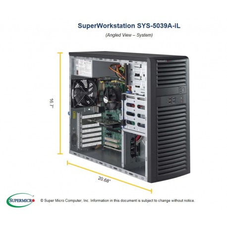 Supermicro SuperWorkstation SYS-5039A-IL pod kątem