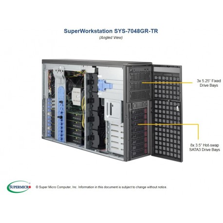 Supermicro GPU SuperWorkstation SYS-7048GR-TR pod kątem