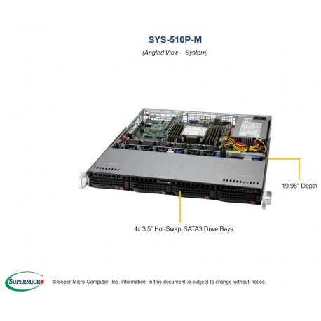 Supermicro UP SuperServer SYS-510P-M pod kątem