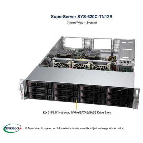 Supermicro CloudDC SuperServer SYS-620C-TN12R pod kątem