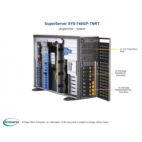 Supermicro GPU SuperServer SYS-740GP-TNRT pod kątem