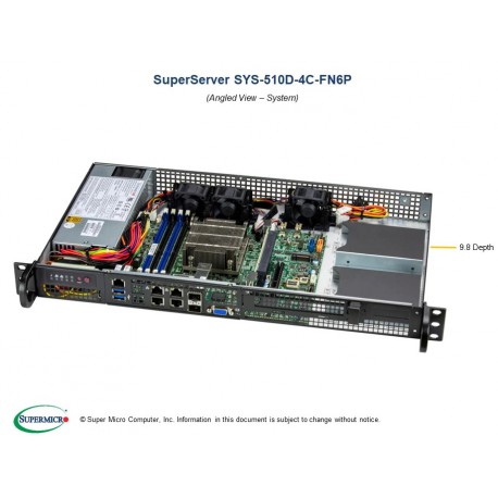 Supermicro IoT SuperServer SYS-510D-4C-FN6P pod kątem